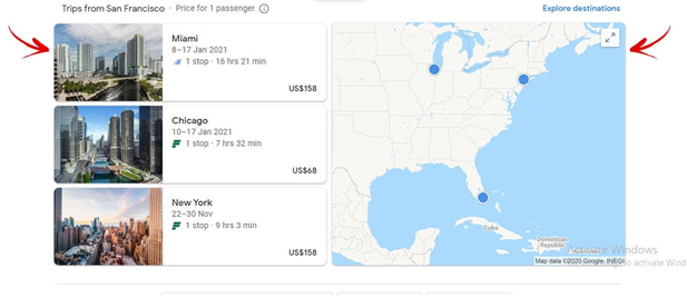 Google Map Explorer + destinos populares
